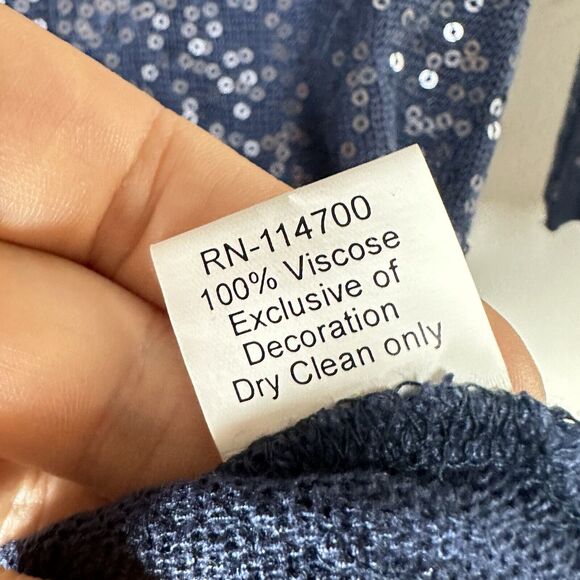 Chan Luu Blue All Over Sequin Long Sleeve Sweater Pullover Woman’s Medium EUC - Picture 8 of 11